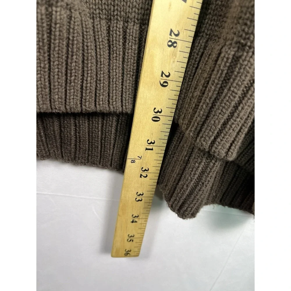 Chaps Ralph Lauren Brown Sweater White Blue Striped 1/4 Zip Pullover Mens Sz 3XL
